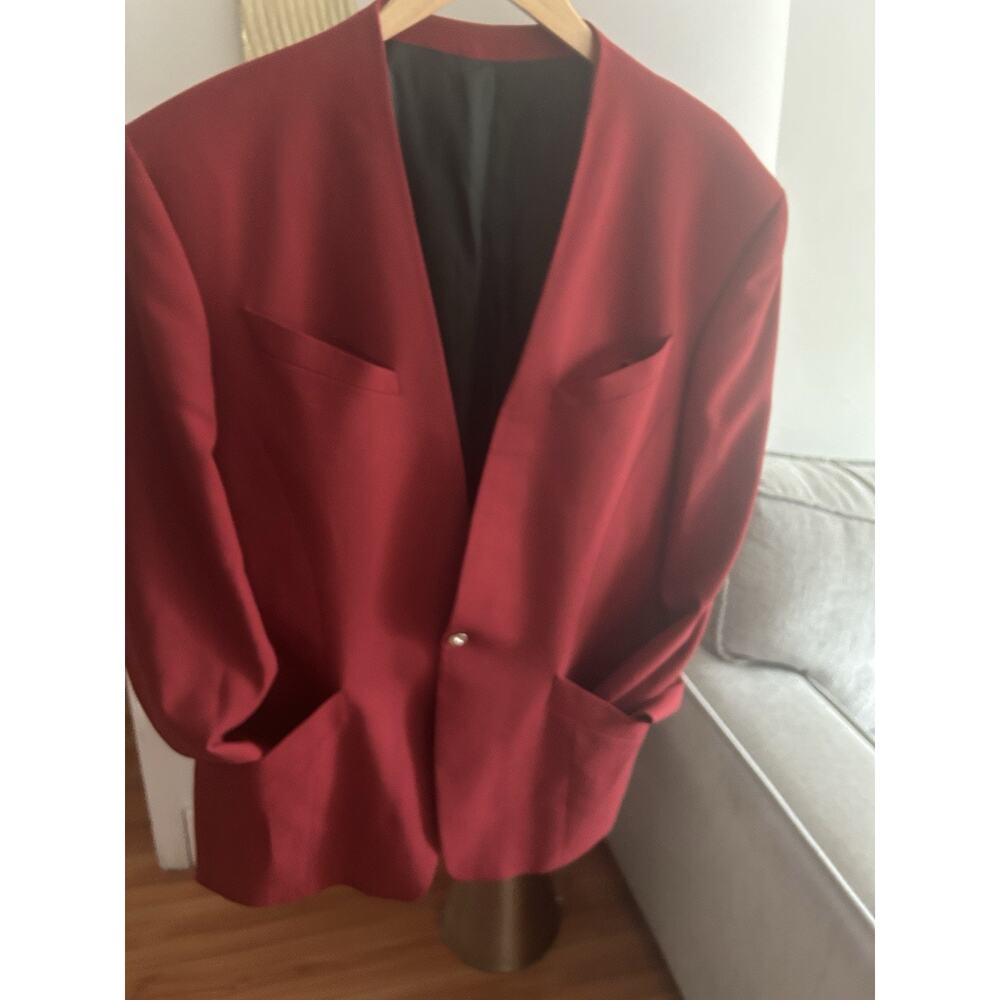 Vtg Thierry Mugler Homme Red Tailored Jacket 52 Blazer RARE Wool 80s 90s